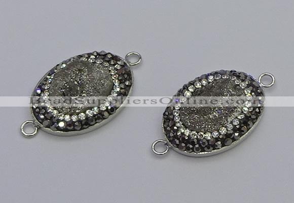 NGC5470 18*25mm oval plated druzy agate gemstone connectors