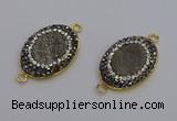 NGC5480 18*25mm oval plated druzy agate gemstone connectors