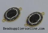 NGC5481 18*25mm oval plated druzy agate gemstone connectors