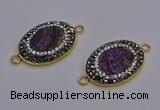 NGC5483 18*25mm oval plated druzy agate gemstone connectors