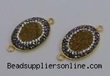 NGC5486 18*25mm oval plated druzy agate gemstone connectors