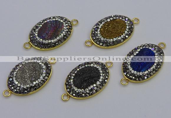 NGC5488 18*25mm oval plated druzy agate gemstone connectors