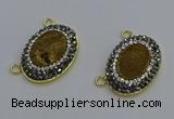 NGC5506 18*25mm oval plated druzy agate gemstone connectors