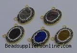 NGC5508 18*25mm oval plated druzy agate gemstone connectors