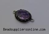 NGC5527 16*20mm oval light amethyst connectors wholesale