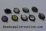 NGC5545 16*20mm oval mixed gemstone connectors wholesale