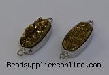 NGC5550 10*22mm - 12*25mm freeform plated druzy quartz connectors