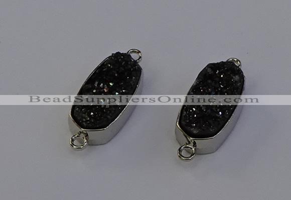 NGC5555 10*22mm - 12*25mm freeform plated druzy quartz connectors