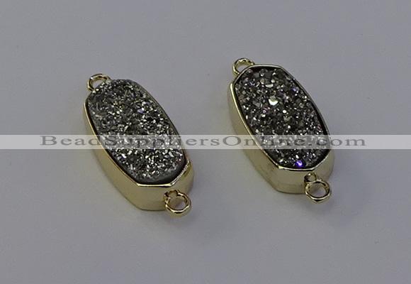 NGC5560 10*22mm - 12*25mm freeform plated druzy quartz connectors