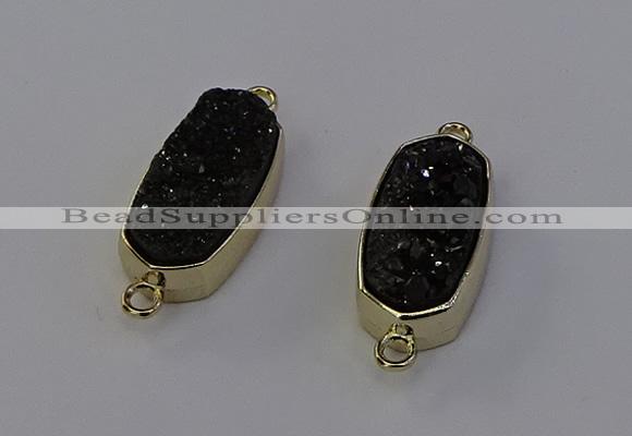 NGC5566 10*22mm - 12*25mm freeform plated druzy quartz connectors