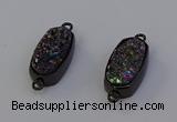 NGC5574 10*22mm - 12*25mm freeform plated druzy quartz connectors