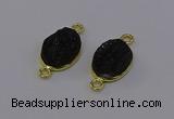 NGC5589 12*16mm oval plated druzy agate connectors wholesale