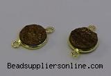 NGC5595 15mm - 16mm coin plated druzy agate connectors wholesale