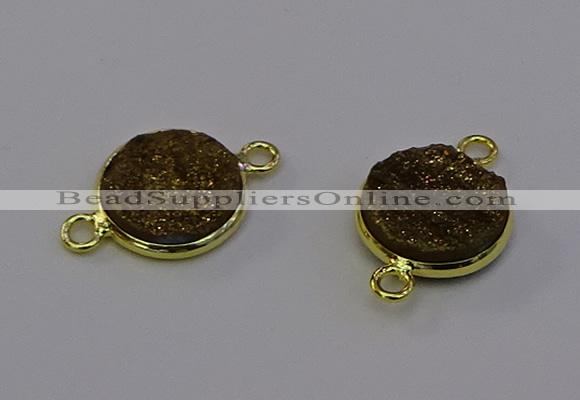 NGC5595 15mm - 16mm coin plated druzy agate connectors wholesale