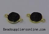 NGC5601 15mm - 16mm coin plated druzy agate connectors wholesale