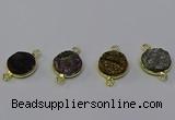 NGC5602 15mm - 16mm coin plated druzy agate connectors wholesale