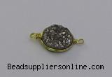 NGC5605 15mm - 16mm coin plated druzy quartz connectors wholesale