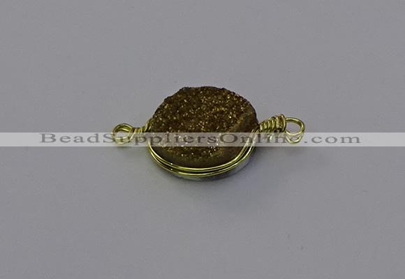 NGC5606 15mm - 16mm coin plated druzy quartz connectors wholesale