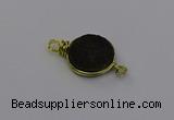 NGC5611 15mm - 16mm coin plated druzy quartz connectors wholesale