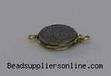 NGC5616 15*20mm oval plated druzy quartz connectors wholesale