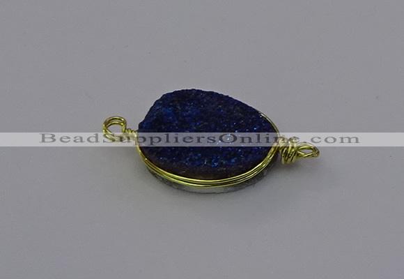 NGC5620 15*20mm oval plated druzy quartz connectors wholesale