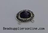 NGC5648 18*25mm faceted oval amethyst gemstone connectors