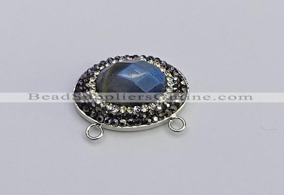 NGC5657 18*25mm faceted oval labradorite gemstone connectors