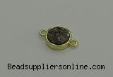 NGC5778 12mm coin plated druzy agate connectors wholesale