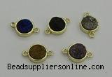 NGC5786 12mm coin plated druzy agate connectors wholesale