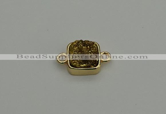 NGC5789 10*10mm square plated druzy agate connectors wholesale