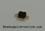 NGC5794 10*10mm square plated druzy agate connectors wholesale