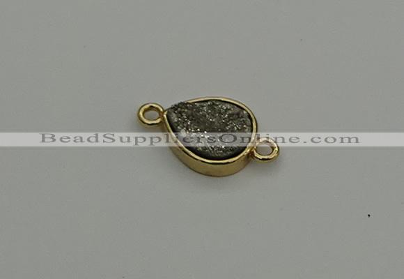 NGC5798 10*14mm flat teardrop plated druzy agate connectors