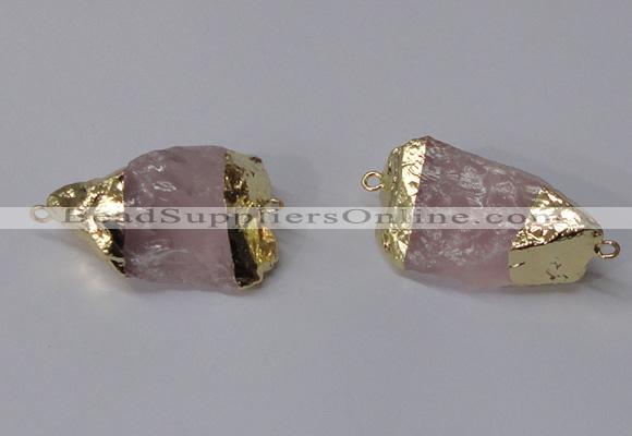 NGC583 18*25mm - 22*30mm nuggets rose quartz gemstone connectors