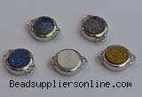 NGC5830 15mm coin plated druzy agate connectors wholesale