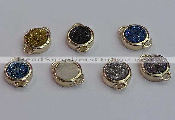 NGC5832 15mm coin plated druzy agate connectors wholesale