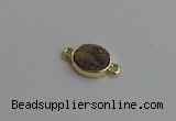 NGC5842 11*13mm oval plated druzy agate connectors wholesale