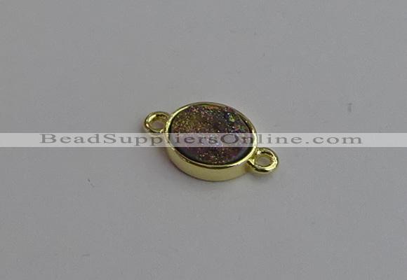 NGC5842 11*13mm oval plated druzy agate connectors wholesale