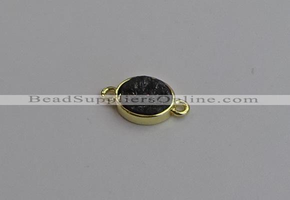 NGC5846 11*13mm oval plated druzy agate connectors wholesale