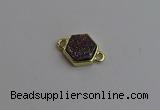 NGC5853 12*12mm hexagon plated druzy agate connectors wholesale