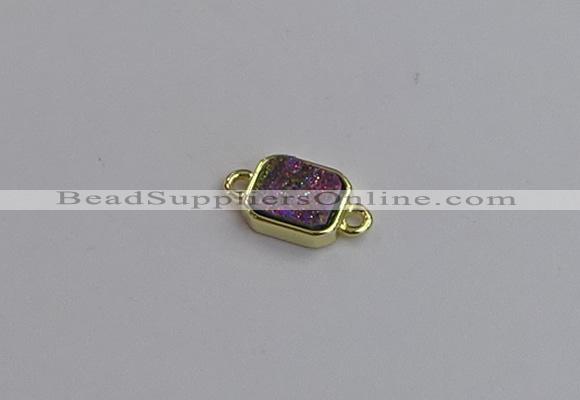 NGC5863 10*12mm rectangle plated druzy agate connectors wholesale