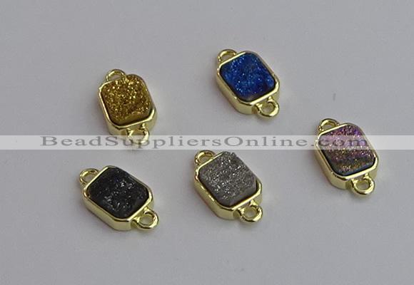 NGC5868 10*12mm rectangle plated druzy agate connectors wholesale