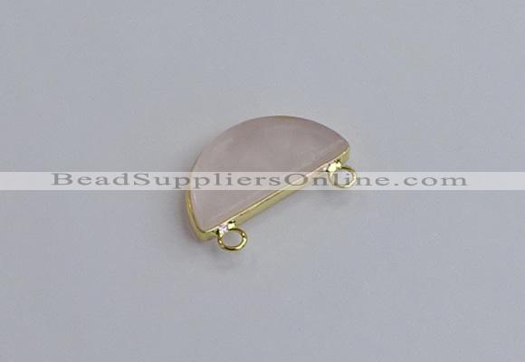 NGC5901 13*26mm moon rose quartz connectors wholesale