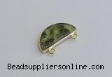 NGC5904 13*26mm moon green qutilated quartz connectors wholesale