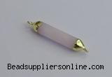 NGC5942 8*40mm tube rose quartz connectors wholesale