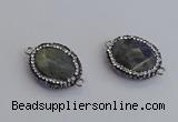 NGC5960 18*22mm faceted oval labradorite connectors wholesale