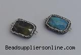 NGC5961 18*22mm faceted rectangle labradorite connectors wholesale