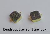 NGC5977 16*16mm square plated druzy agate connectors wholesale