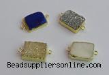 NGC5979 15*20mm rectangle plated druzy agate connectors wholesale