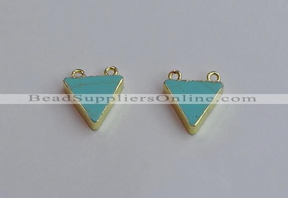 NGC5985 15*16mm triangle white howlite turquoise connectors