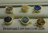 NGC6000 12mm coin plated druzy agate connectors wholesale